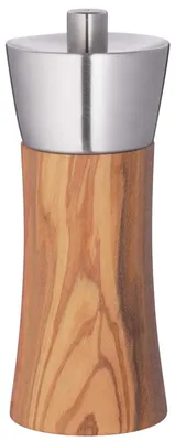 Salzmühle aus Holz, 18 cm, Keramikmahlwerk, natur