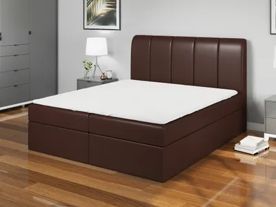 Produktbild von Boxspringbett DIN 140x200 mit 2 Bettkästen, Bonell-Matratze und Topper. Farbe: Braun