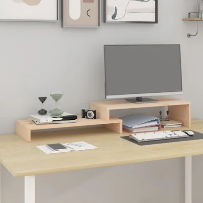 Obrázok produktu pre vidaXL Stojan na monitor (52-101)x22x14 cm z masívneho borovicového dreva