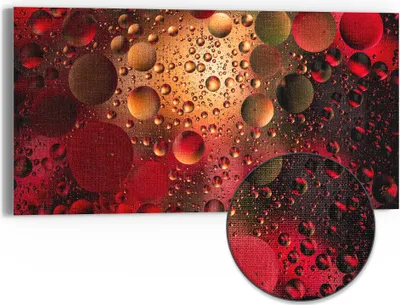 Produktbild von DEQORI Hybrid Leinwand Bild 60x30 cm 'Feurige Tropfen' Wandbild Glas flach modern
