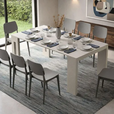 Produktbild von Dmora Ausziehbarer Tisch Ficarolo 186x90x78h cm Beige, 8 Sitzplätze Ausziehbar