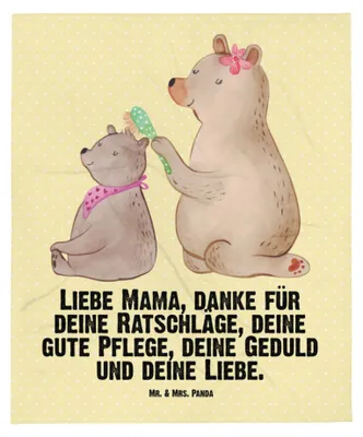 Produktbild von Mr. & Mrs. Panda Babydecke Bär Kind - Gelb Pastell - Geschenk, Familie, Fleecedecke, Schlummerdecke, Muttertag, Mutter, Plaid, Kinderdecke, Mama, Erstlingsdecke