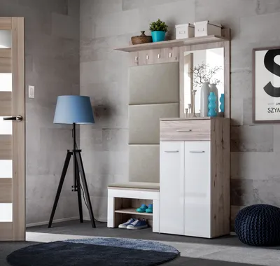 Produktbild von Flurwand TELA 7 - Wellington Eiche / Weiß / Beige