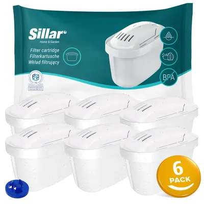 Produktbild von Sillar Wasserfilter Kartuschen – 6 Stück | Filterkartuschen Ersatz fur Dafi Unimax Aquaphor A5 Brita Maxtra+ Philips AWP212/10