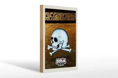 Produktbild von Holzschild Reise 20x30cm Berlin Graffiti Totenkopf Street Art