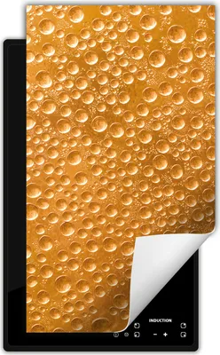 Produktbild von DarHaus Herdabdeckplatte 1 teilig 30x52 cm Anti Rutsch Matte Aufrollbar, Tropfen - Gold