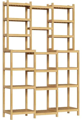Image de Étagère de rangement à 7 étages FBA-030, 105 x 28 x 160,7 cm, en bambou