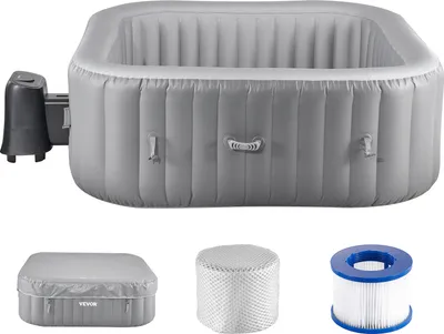 Obrázek produktu pro Nafukovací vana VEVOR pro 4 až 6 osob (185 x 66 cm), čtvercová a přenosná, se 130 uklidňujícími tryskami a multifunkčním ovládacím panelem