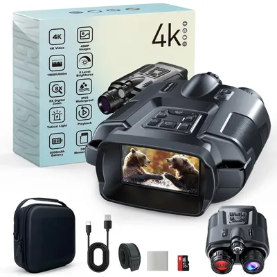 Produktbild von Nachtsicht Fernglas 4K - Digitales Fernglas - Infrarot Nachtsicht 600 m - 8x Digitalzoom - 5000 mAh wiederaufladbar - mit 32GB Speicherkarte