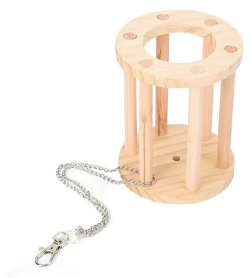 Image de Jouet en bois pour animaux domestiques Chinchilla Hamster Cochon d'Inde Jeu à mâcher Panier d'herbe Cage Jouet (suspendu)