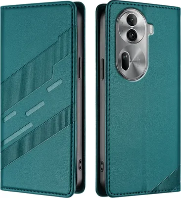 Produktbild von Hülle für Oppo Reno11 Pro 5G, Kunstleder Brieftaschen Handyhülle mit Kartenfach und Standfunktion Grün