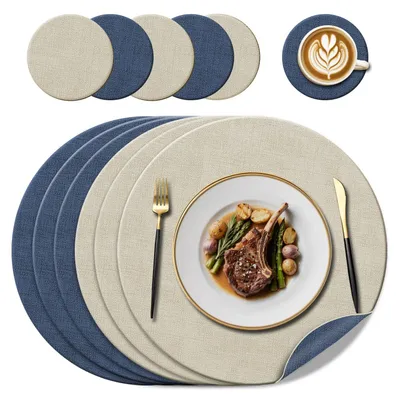Immagine prodotto di Elzusha - Set di 6 sottopiatti e sottobicchieri in , resistenti al calore, diametro 38 cm