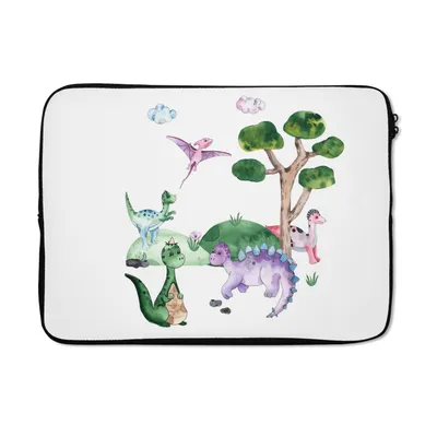 Produktbild von MuchoWow® Laptop Hülle 14 ZollKinderzimmer - Farben - Dinosaurier - Jungen - Mädchen - Kinder Laptoptasche - Laptoptasche - Stoßsicher - Schutzhaube