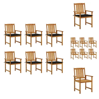 Immagine prodotto di vidaXL Sedie da giardino con cuscino 6 pz. Legno massiccio di acacia - sedie da giardino