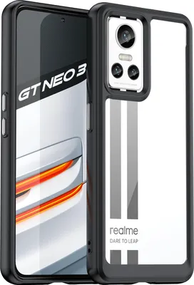 Produktbild von Realme GT Neo 3 Hülle, Klar Rückseite Stoßfeste TPU Silikon Bumper Schutzhülle für Realme GT Neo 3 Schwarz