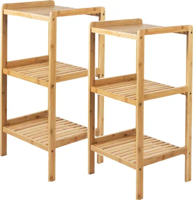 Obrázek produktu pro 2x bambusová koupelnová skříňka GreenBlue 370x330x780mm 3 police GB321