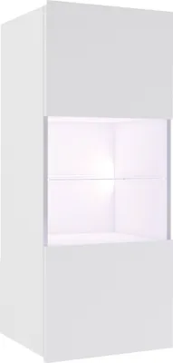 Produktbild von BETTSO Hängende Vitrine BIRD Weiß – 1 Tür – mit Glastür & Glasboden – Wandvitrine modern