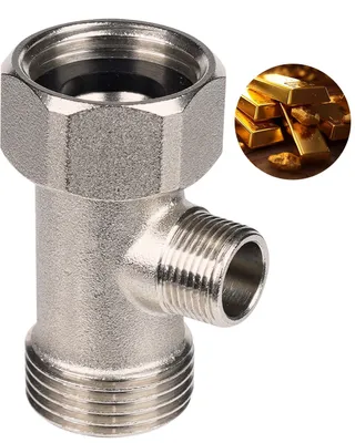 Image de Adaptateur en T métallique pour bidet (2,2 cm x 2,2 cm x 3/8 pouce)