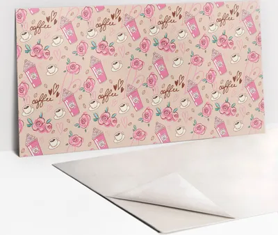 Produktbild von Dekorative PVC Wandpaneele - Küchenpaneele Rückwand hart Innenwand - 100 x 50 - Kaffee zeichnen