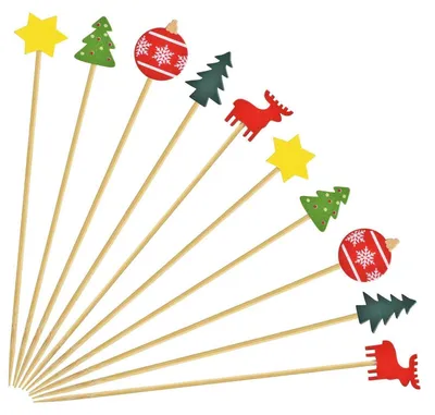 Produktbild von Cocktailspieße Bambus 100 Stück 4,7 Zoll Weihnachten Vorspeisen Dekoration