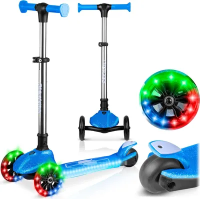 Immagine prodotto di Monopattino elettrico a 3 ruote per bambini con luci a LED, blu