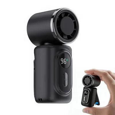Produktbild von Clip Ventilator tragbar Mini, 6 Stufen Handventilator mit LED Display, USB-C Akku 3000mAh, leiser kleiner Ventilator für Kinderwagen & Reisen