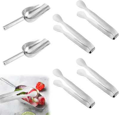 Obrázek produktu pro Nerezové kleště na cukroví – kleště na led – kleště na bonbóny – 6 kusů kleští na cukroví a 2 kusy kleští na led – kuchyňské kleště na led – bonbóny – párty