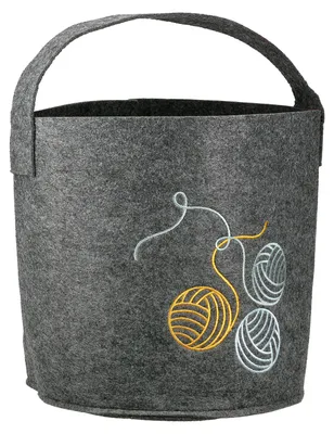 Produktbild von Gilde Korb, rund, "Strickkorb", Strickmotiv, Filz, dunkelgrau, H. 25 cm, D. 25 cm 57480 4063387574805 2 Stück (2-fach sortiert)