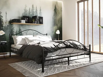 Obrázek produktu pro Kovová manželská postel 140x200 TEJANO - černá