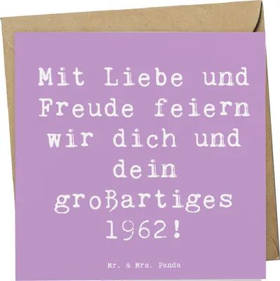 Produktbild von Mr. & Mrs. Panda Grußkarte Spruch 1962 Geburtstag - Lavendeltraum - Geschenk, Klappkarte, Jahrgang, Happy Birthday, Alter, Glückwunschkarte, großartiges, besonderer