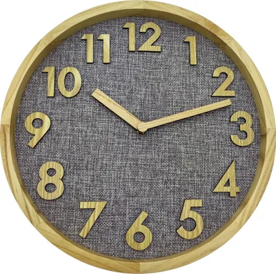 Produktbild von Holzwerk COTTBUS Designer Wanduhr aus Ahorn Holz & Leinen Textil in grau, beige