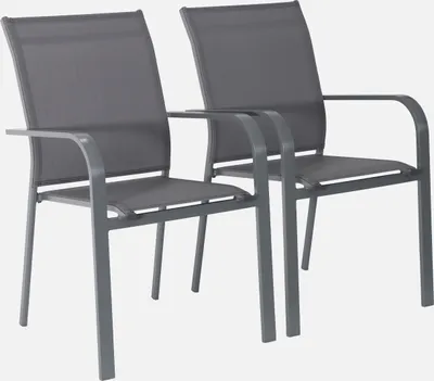 Produktbild von sweeek - 2er-Set stapelbare Gartensessel aus Aluminium und Textilene - Anthrazit
