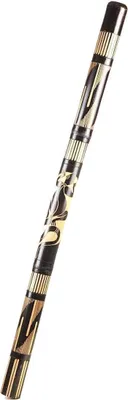 Produktbild von Didgeridoo Bambus Holz Aborigini bemalt geschnitzt Instrument fair Gecko Schildkröte Dot Painting, geschnitzt schwarz