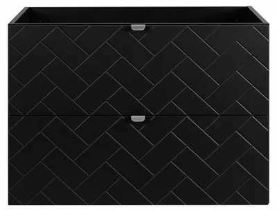 Zdjęcie produktu dla Szafka Łazienkowa Wisząca Pod Umywalkę 80X46 Cm Rensan Czarna Fronty Mdf