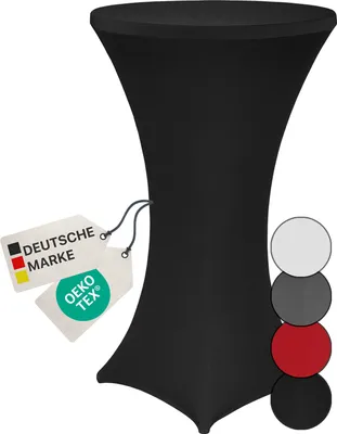 Produktbild von NYVI Stehtischhusse NYVIGala Schwarz Ø 70-75 cm - Elastische Premium Stretchhussen für gängige Bistrotische & Stehtische - Dehnbarer Tischüberzug