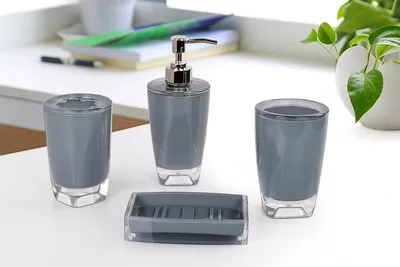 Produktbild von 4-teiliges Badezimmerzubehör-Set mit modernem Design