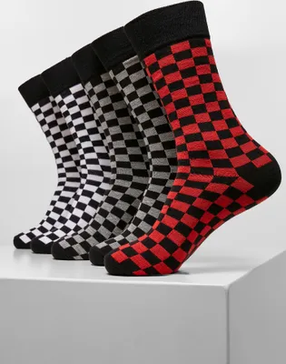 Obrázek produktu pro Ponožky Urban Classics Check Socks 5-Pack blk/h.grey/wht - 35–38