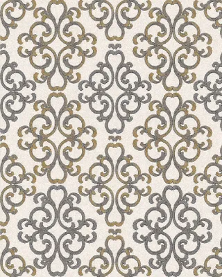 Obrázek produktu pro Tapeta ornament EDEM 85037BR33 reliefná lesklá krémová slonovina platinová šedá zlatavě žlutá 5,33 m2