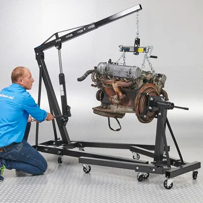 Produktbild von Hydraulischer Werkstattkran 2 Tonnen – klappbar inkl. extra starker Motormontagestütze