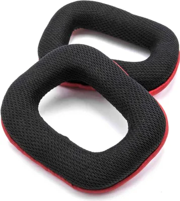 Produktbild von vhbw 2x Ohrpolster kompatibel mit Logitech G430, G930, F450, F430, G450, G35 Kopfhörer Headset, Polyurethan Rot Schwarz