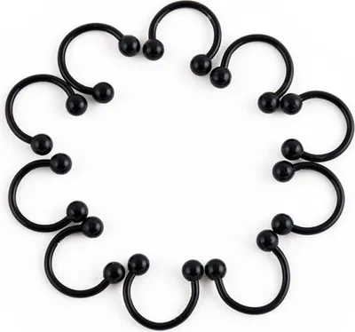 Produktbild von 10-teiliges Edelstahl-Piercing-Set in Hufeisenform für Lippen, Nase, Ohrstecker, Piercing-Schwarz,6mm
