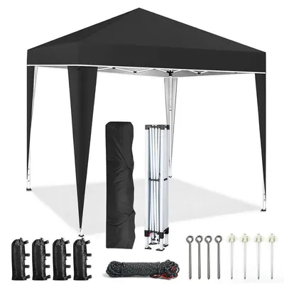 Image de Tente pop-up pliable 3 x 3 m, tente instantanée pour camping, plage, jardin, fêtes et événements en plein air, noir