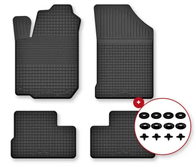 Produktbild von Gummi-Fußmatten für Nissan Micra K12 2002-2010 (Schrägheck) – 4-tlg, Schwarz, Semi-Universal, angepasst – Wielganizator Semi-Universal