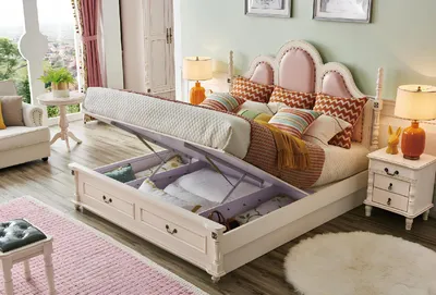 Produktbild von Bett Polster Design Luxus Doppel Hotel Betten Schlafzimmer 180x200 cm Holz Neu