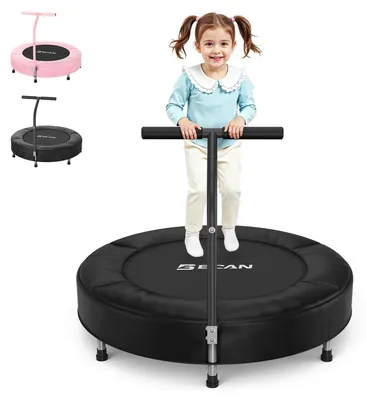 Produktbild von Kindertrampolin - SP1 Federsprungtrampolin 91 cm - Für Kinder 1–6 Jahre - Indoor - Schaumstoff-gepolsterter Haltegriff - Dicke Sicherheitsabdeckung - Leichter Aufbau - ASTM- - Schwarz
