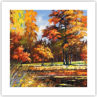 Produktbild von Poster - Poster ohne Rahmen - Park Herbst Wasser - 40x40 cm - Wand Bild - Wanddeko - Wandbilder - Kunstposter - Wandposter - Bilder - Kunstdruck - Wanddekoration - Wandbild - P2XAC40x40-3536