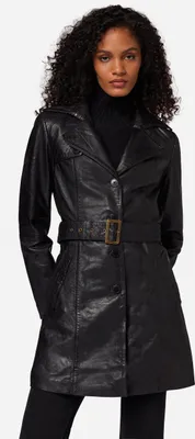 Produktbild von Damen Ledermantel Trenchcoat Ricano KATE – Schwarz / S