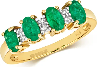 Produktbild von Atemberaubender 9 Karat (375) Gold Diamant Damenring Brillant-Schliff H - PK mit Smaragd, 53 (16.9); TRS28739RSM