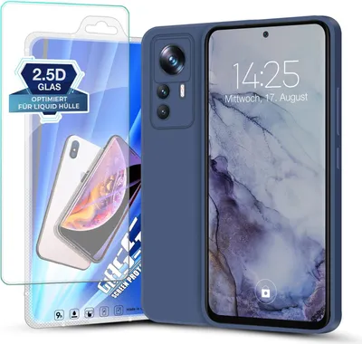 Produktbild von Hülle für Xiaomi 12T / 12T Pro mit 9H Displayglas Displayschutz Plus Case Cover Bumper Silikon Softgrip Schutzhülle Farbe: Lavendelblau