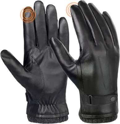 Produktbild von Vegane Lederhandschuhe Herren Touchscreen Handschuhe Warm Gefüttert Schwarz, A0604